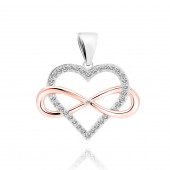 Pandantiv argint inima cu pietre si infinit placat cu aur roz DiAmanti Z1781CRGR_W-DIA